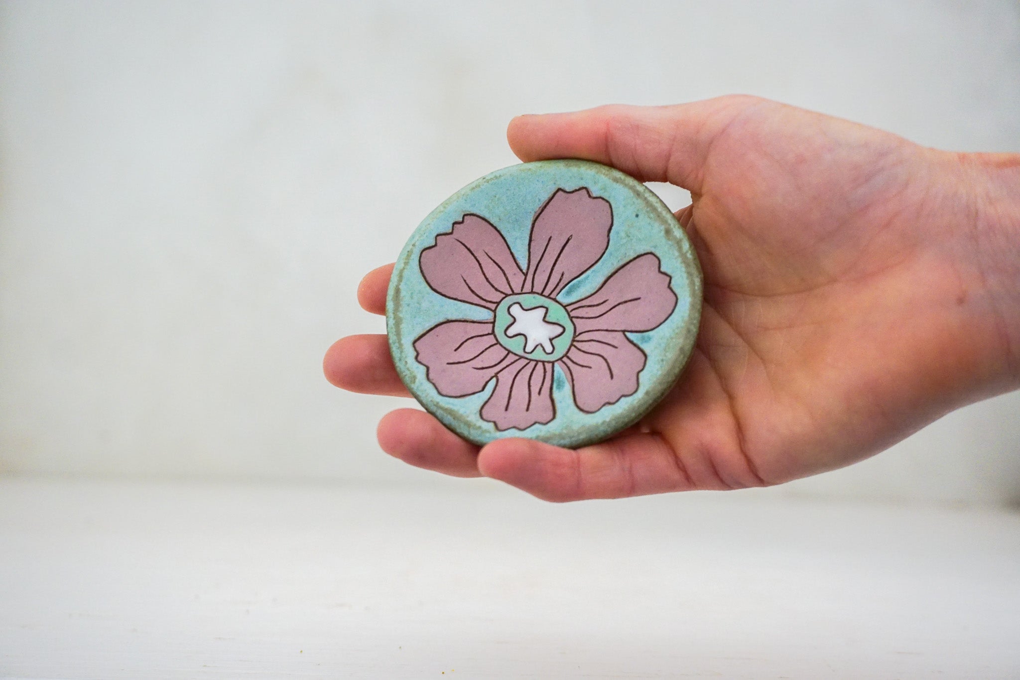 Pink Flower ring dish in Lake