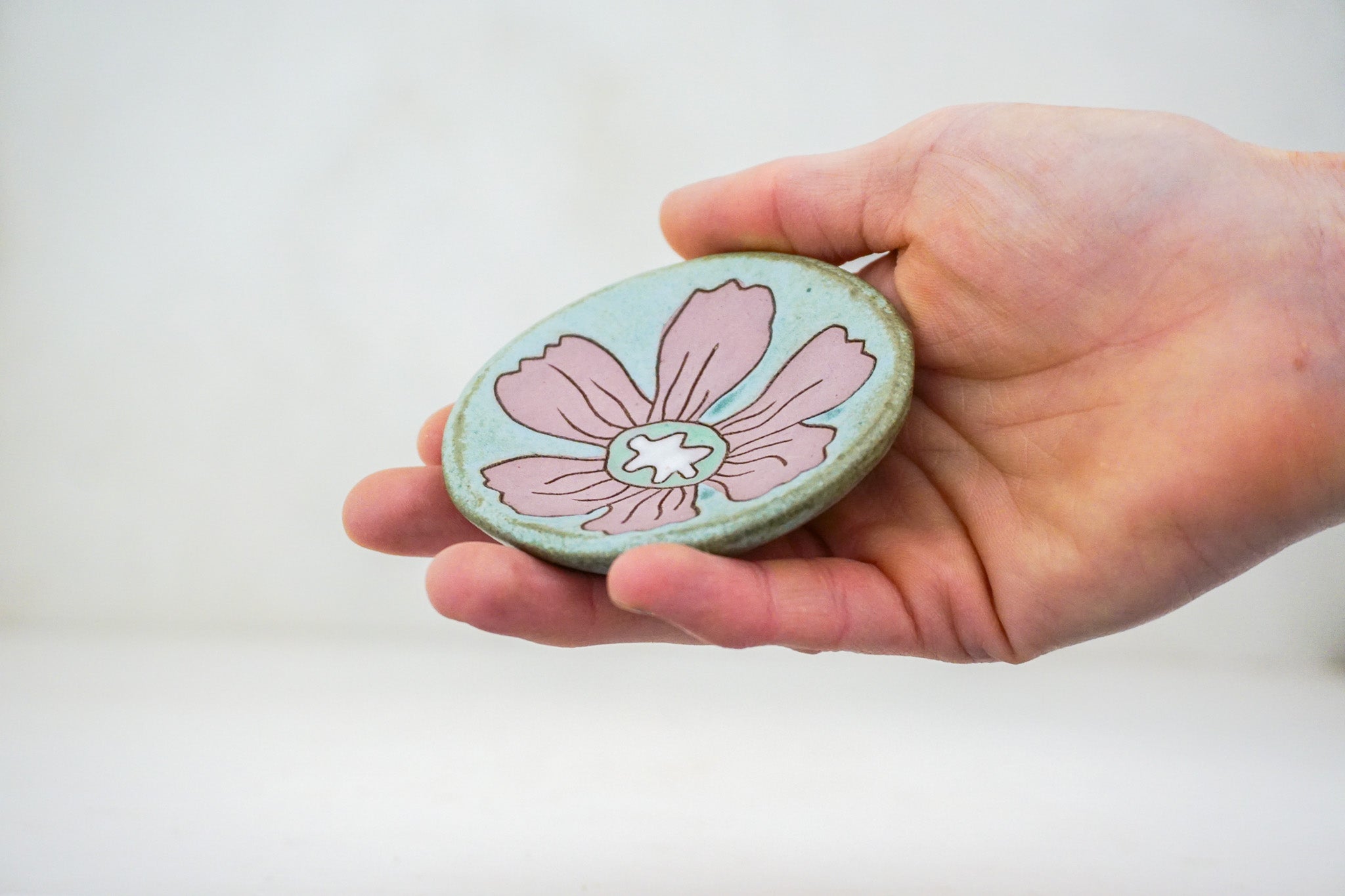 Pink Flower ring dish in Lake