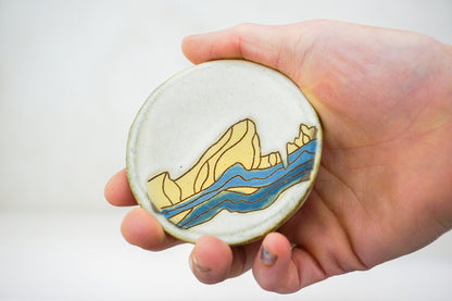 E Teton Yellow ring dish in Bone