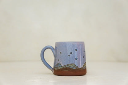 Mtn Crescent moon BB mug in Pink (but on blue slip)