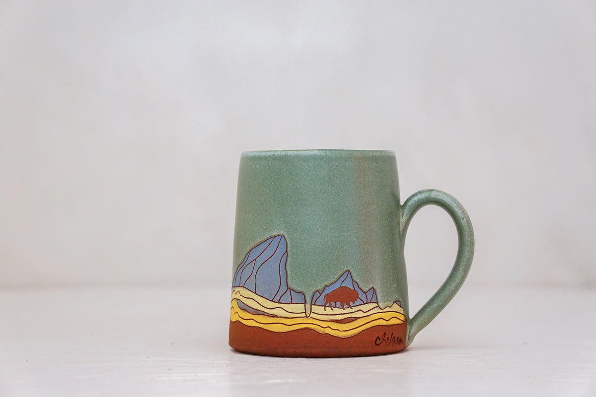 E Teton Blue Bison OG mug in Sage