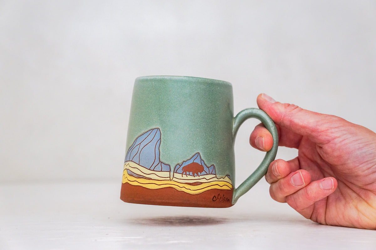 E Teton Blue Bison OG mug in Sage