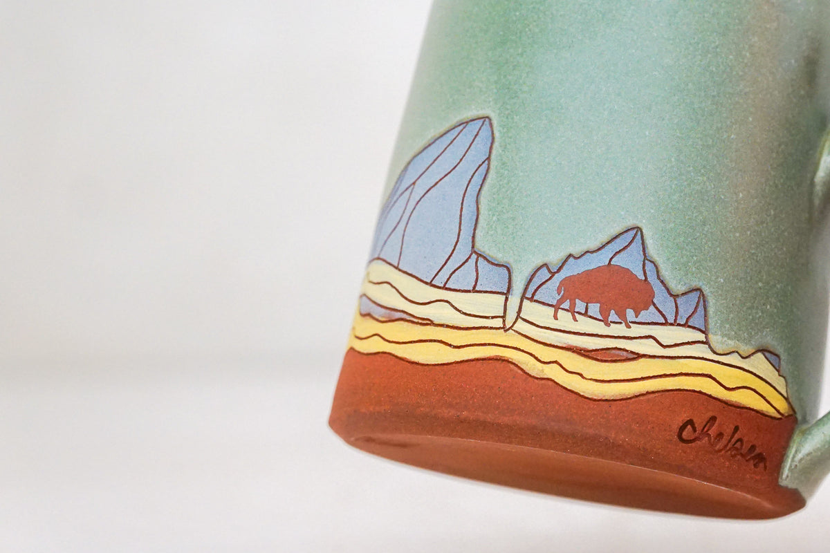 E Teton Blue Bison OG mug in Sage