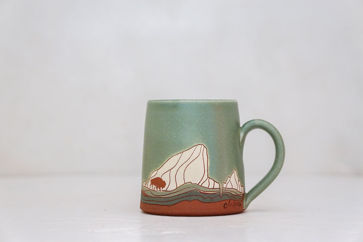 E Teton White Bison OG mug in Sage