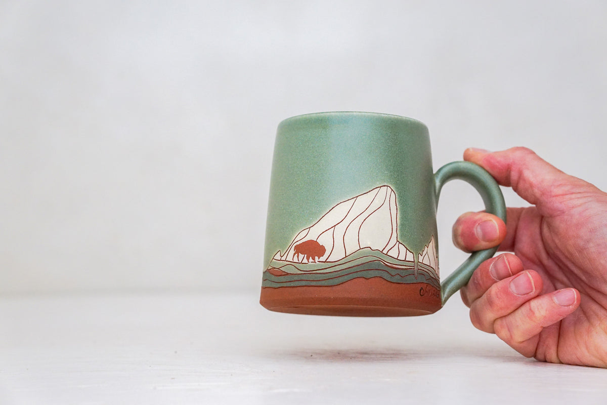 E Teton White Bison OG mug in Sage