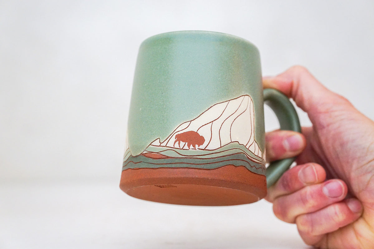 E Teton White Bison OG mug in Sage