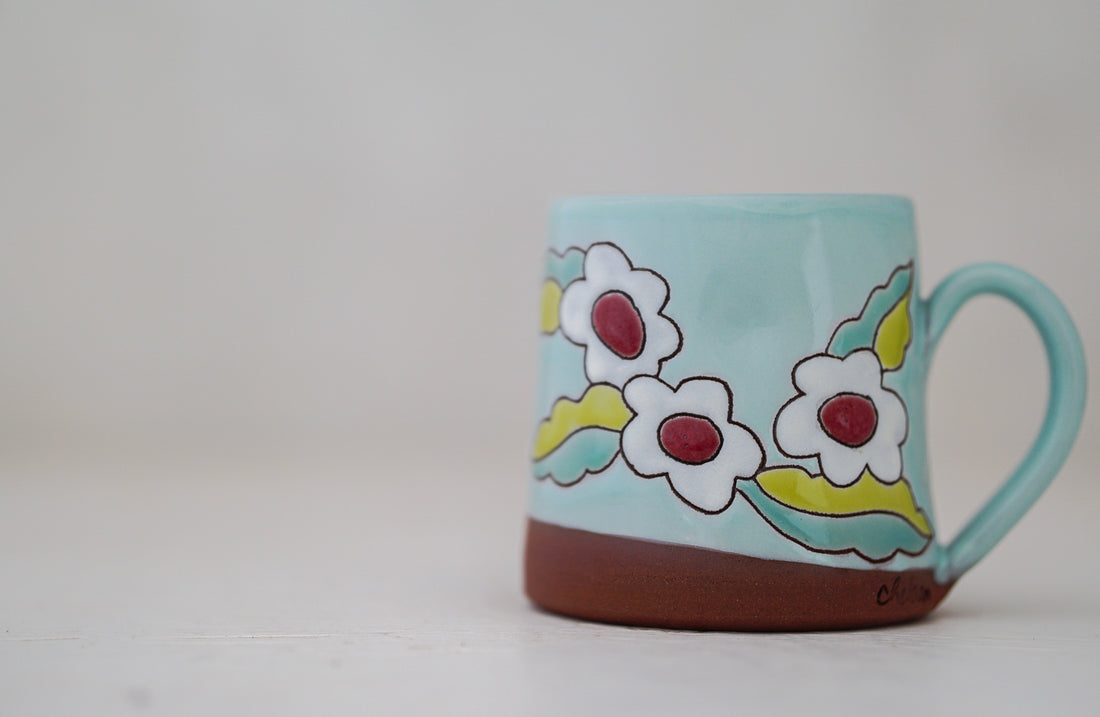 Pinched flower mug