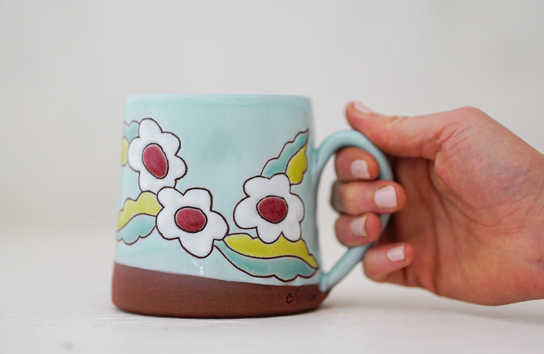 Pinched flower mug