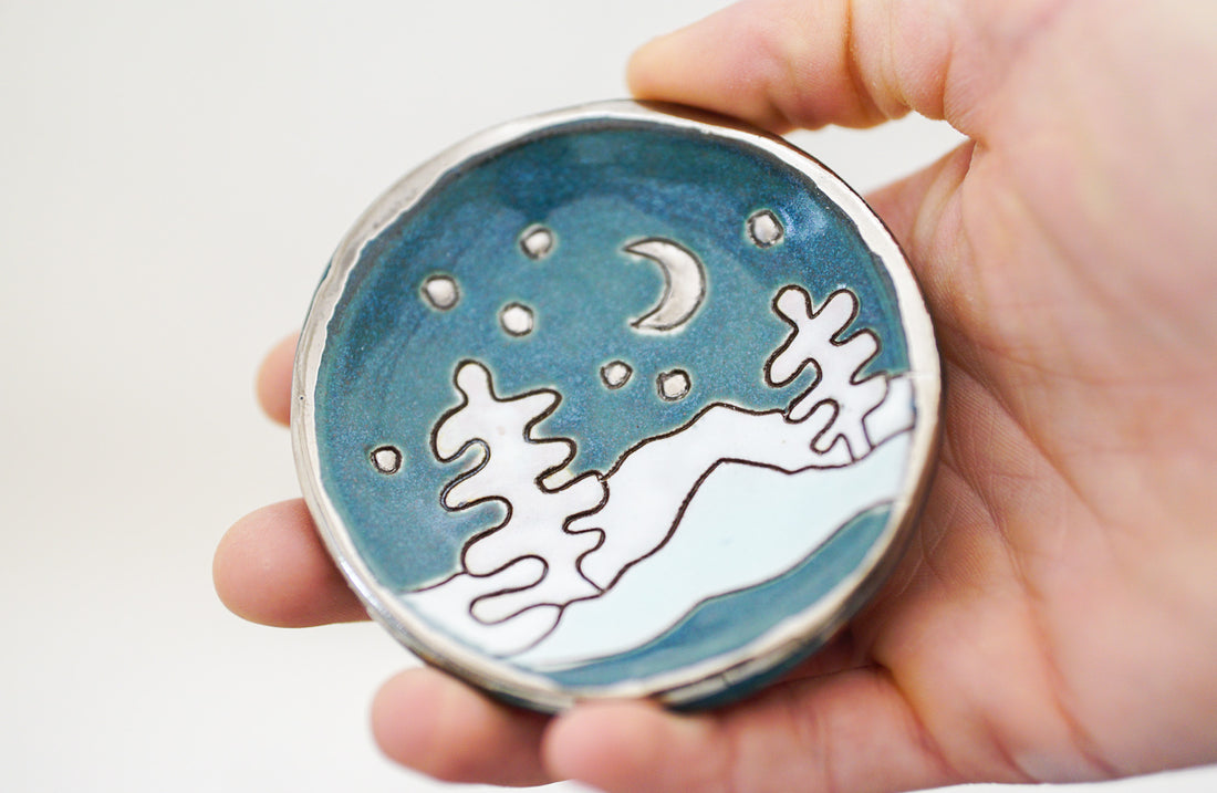 GOLD Winter night ring dish