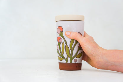A FAV Flower Tall Travel Cup in White