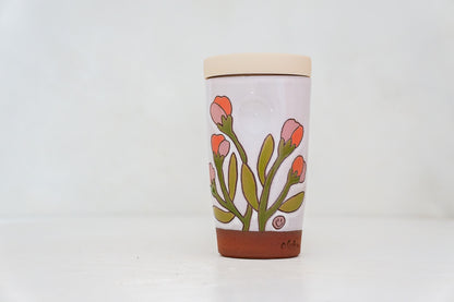 A FAV Flower Tall Travel Cup in White