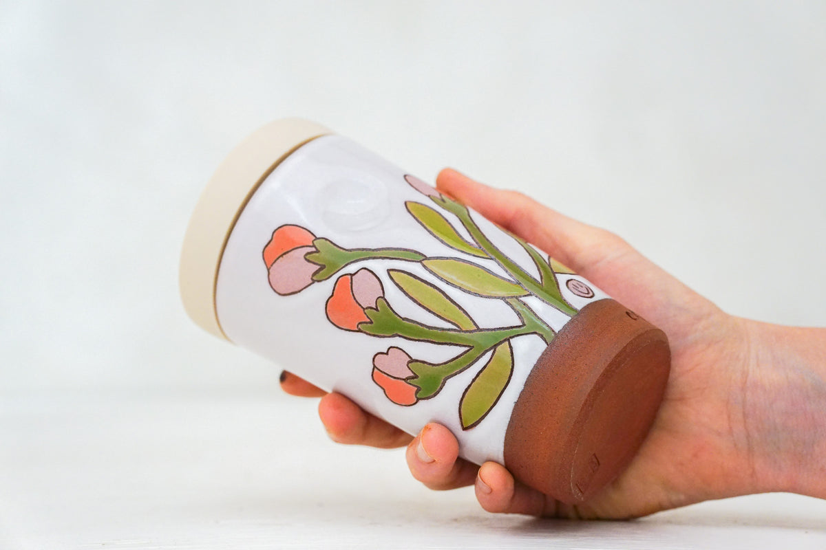 A FAV Flower Tall Travel Cup in White