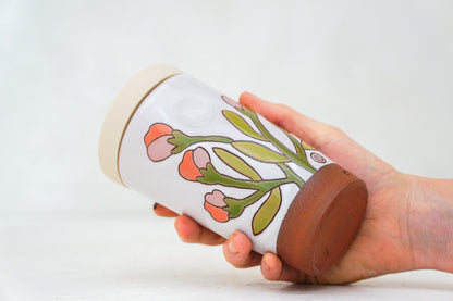 A FAV Flower Tall Travel Cup in White