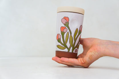 A FAV Flower Tall Travel Cup in White