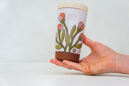 A FAV Flower Tall Travel Cup in White