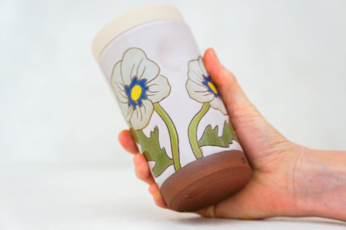 Flower Power Tall Travel Cup in Pink