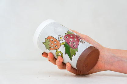 Strawberry Tall Travel Cup in White