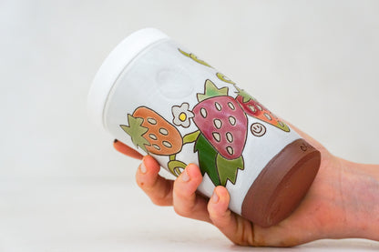 Strawberry Tall Travel Cup in White
