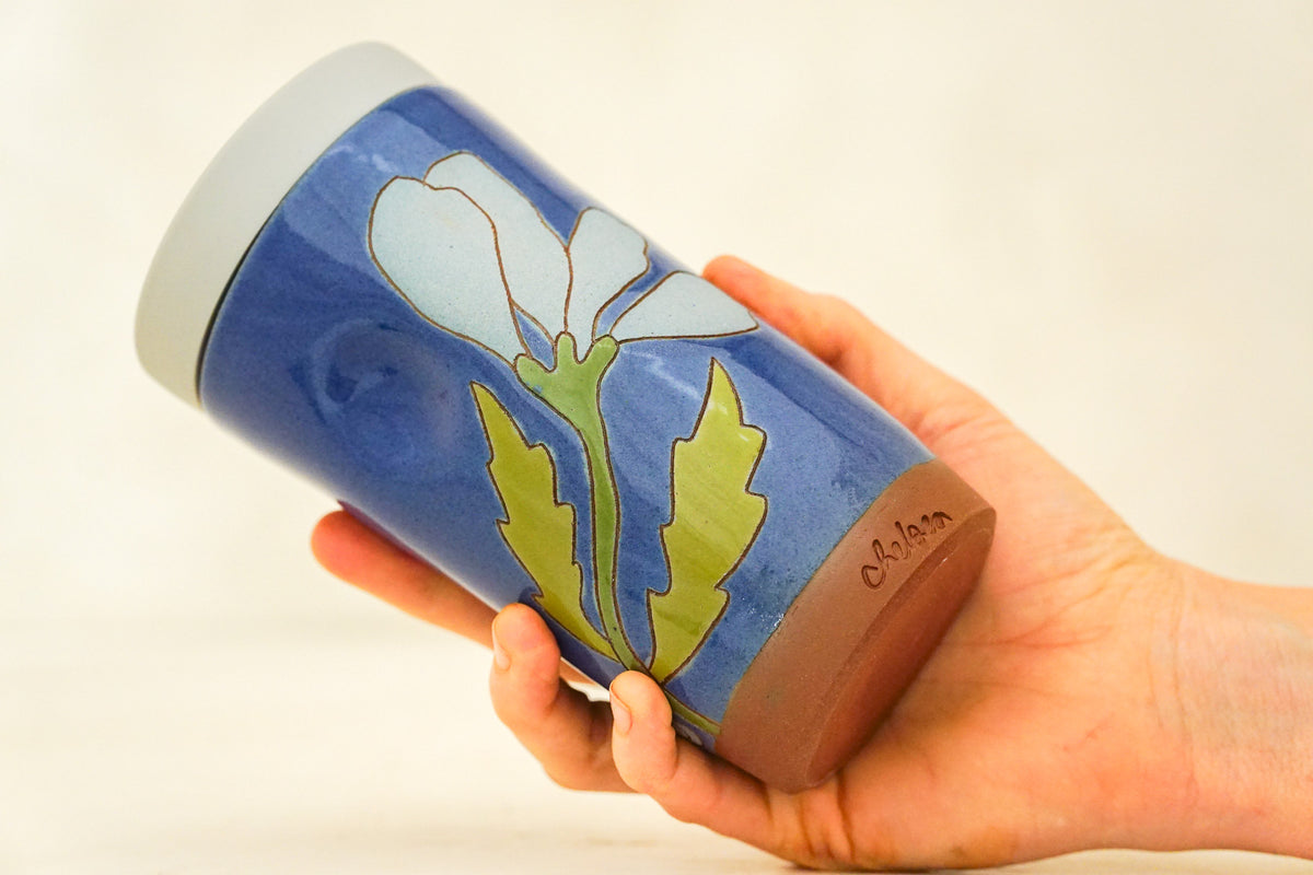 Dancing Flower Travel Cup in Flax