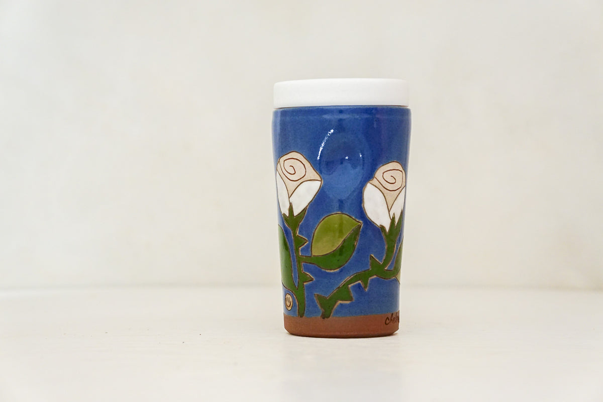 White Rose Travel Cup in Flax