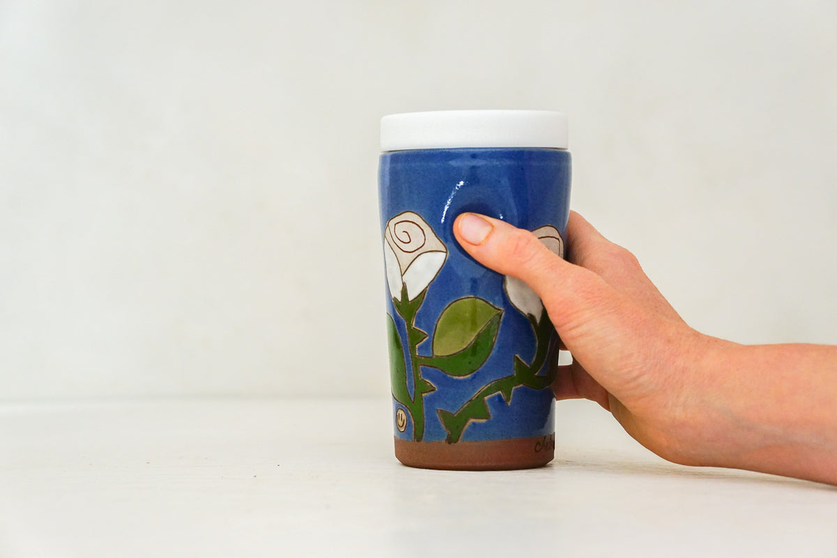 White Rose Travel Cup in Flax