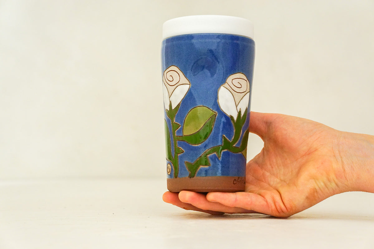 White Rose Travel Cup in Flax