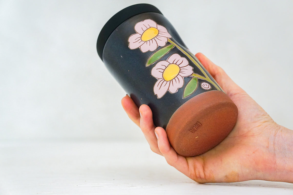 Pink Flower Travel Cup in Darby