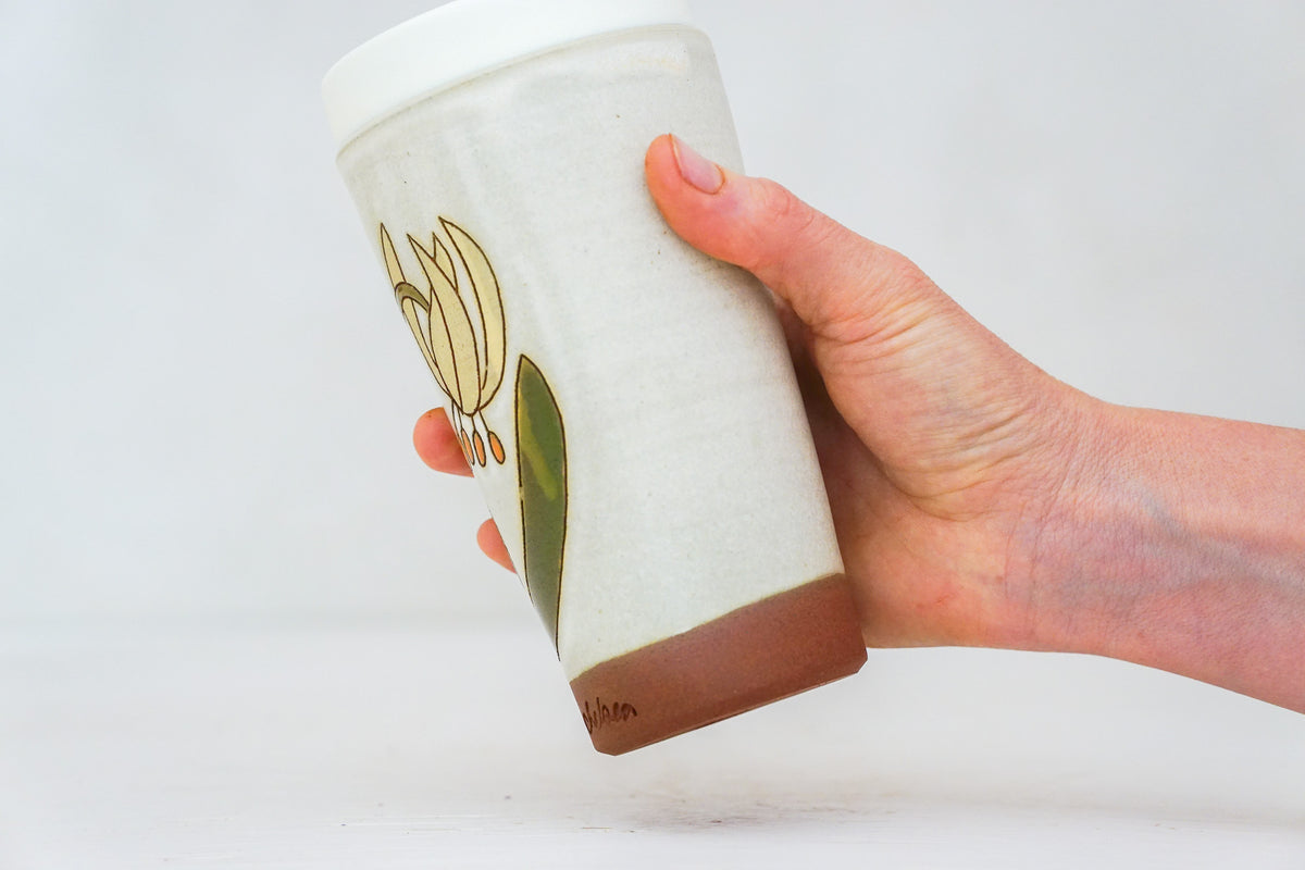 Glacier Lily Travel Cup in Bone