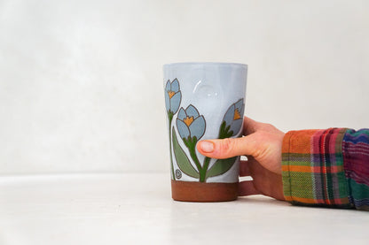 Blue Crocus Cup in White