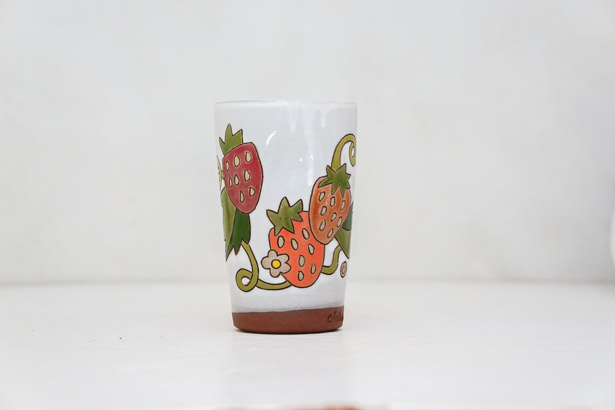 Strawberry Tall Cup in White
