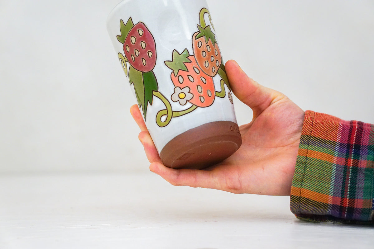 Strawberry Tall Cup in White