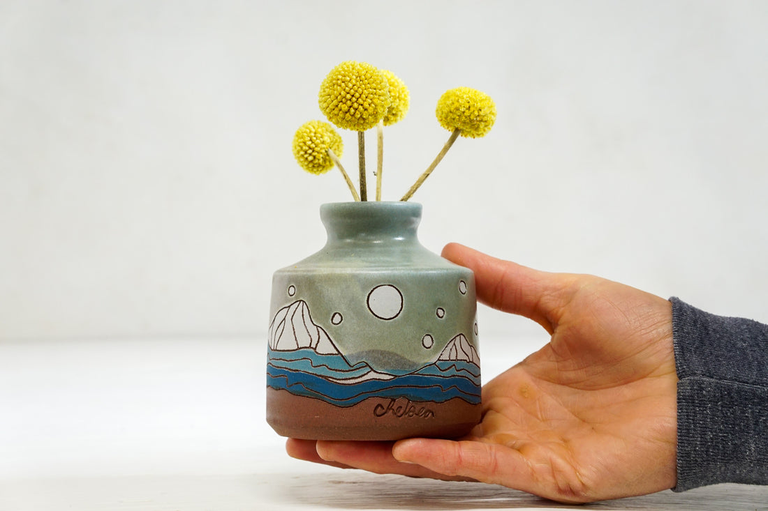 Mtn Moon Bud Vase in Stone