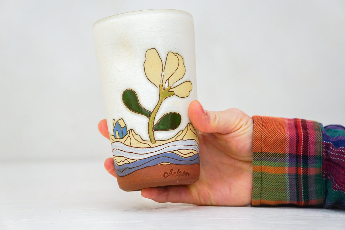 Flower House Tall Cup in Bone