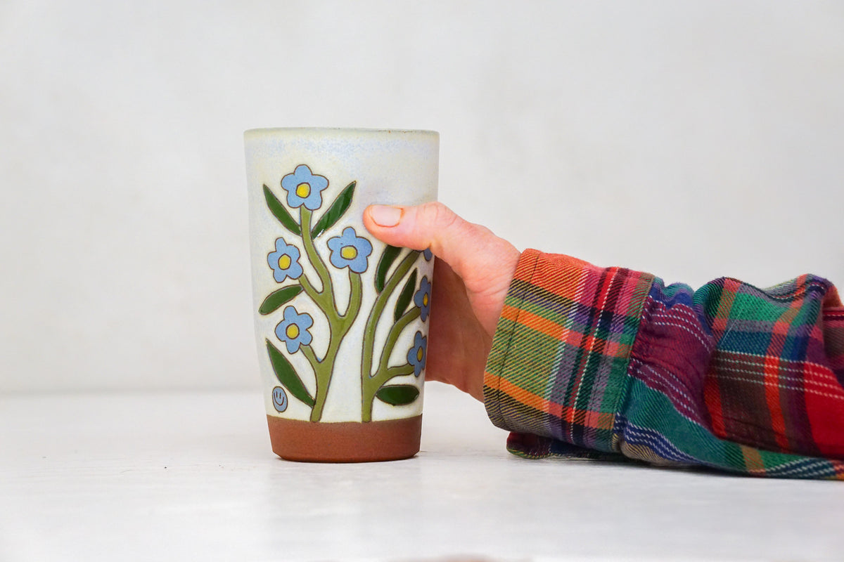 Forget-Me-Not Tall Cup in Bone