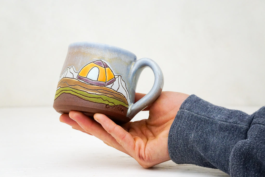 Tent Camping Mini mug in Lavender Magic