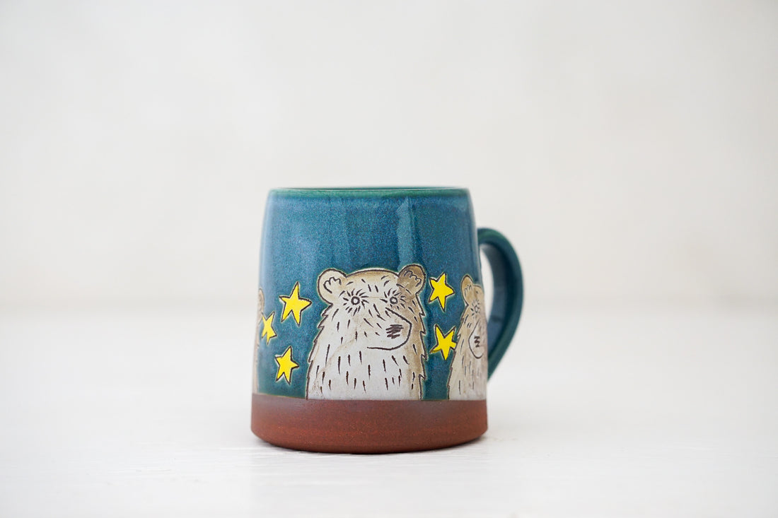 Bear moon stars mug in Huckleberry