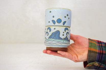 E Teton Moon Phase stacker cups in Bone