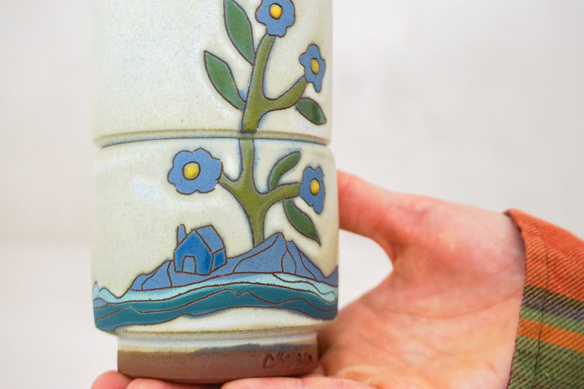 Forget-me-not flower home stacker cups in Bone