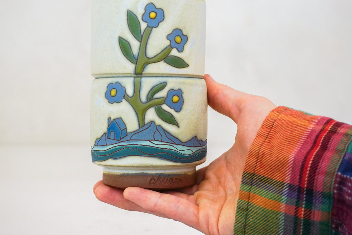Forget-me-not flower home stacker cups in Bone