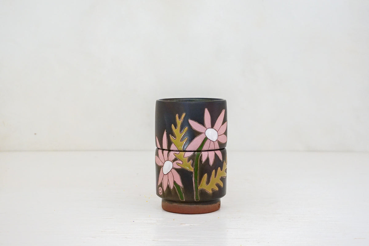 Pink Flower stacker cups in Darby