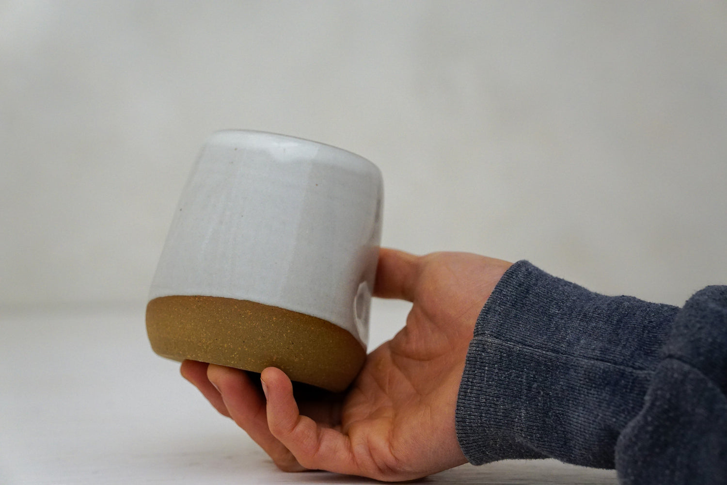 Brown clay Poppy Cup in White 2