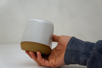 Brown clay Poppy Cup in White 2