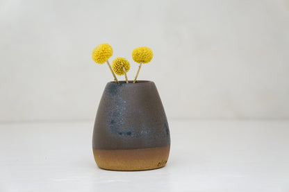 Brown clay Bud Vase in Mocha with Iron speck
