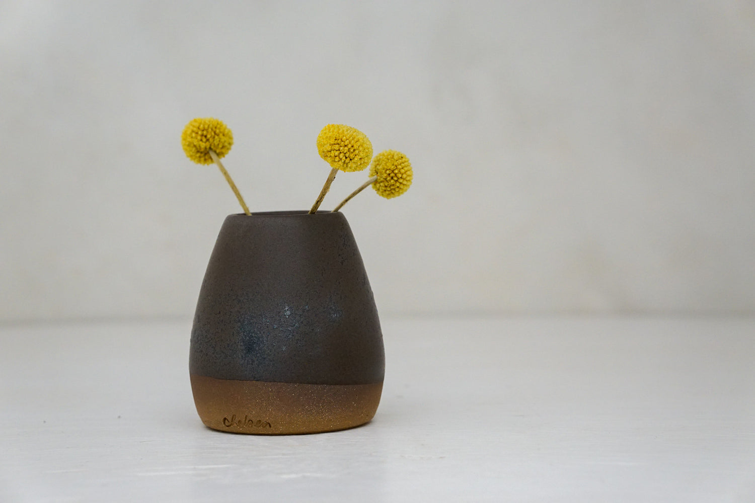 Brown clay Bud Vase in Mocha with Iron speck