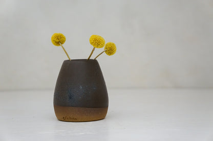 Brown clay Bud Vase in Mocha with Iron speck