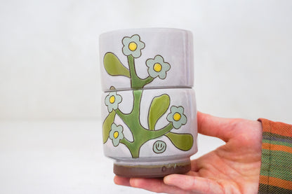 Forget-me-not flower stacker cups in Pink
