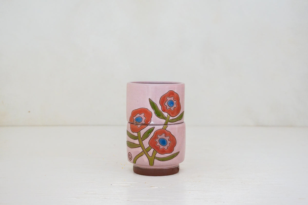 Flower POP stacker cups in Pink