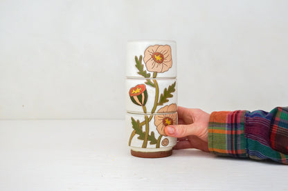 Poppy Stacker cups in Bone