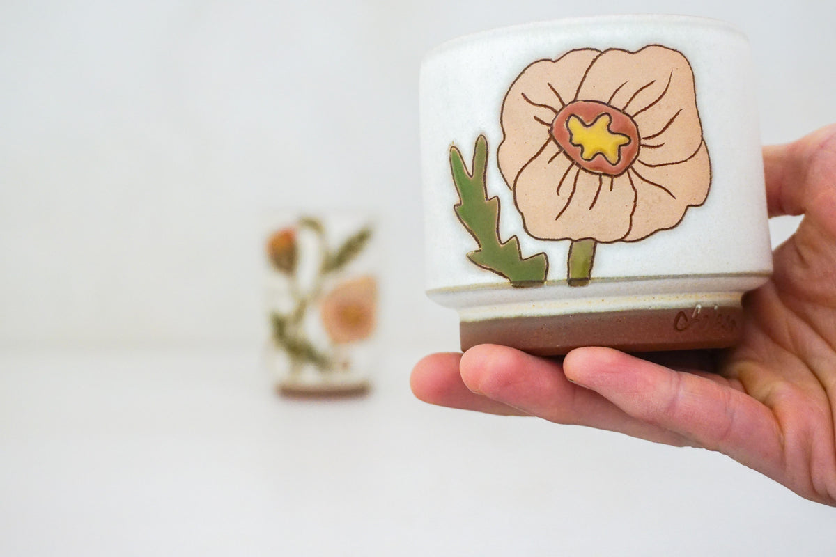 Poppy Stacker cups in Bone