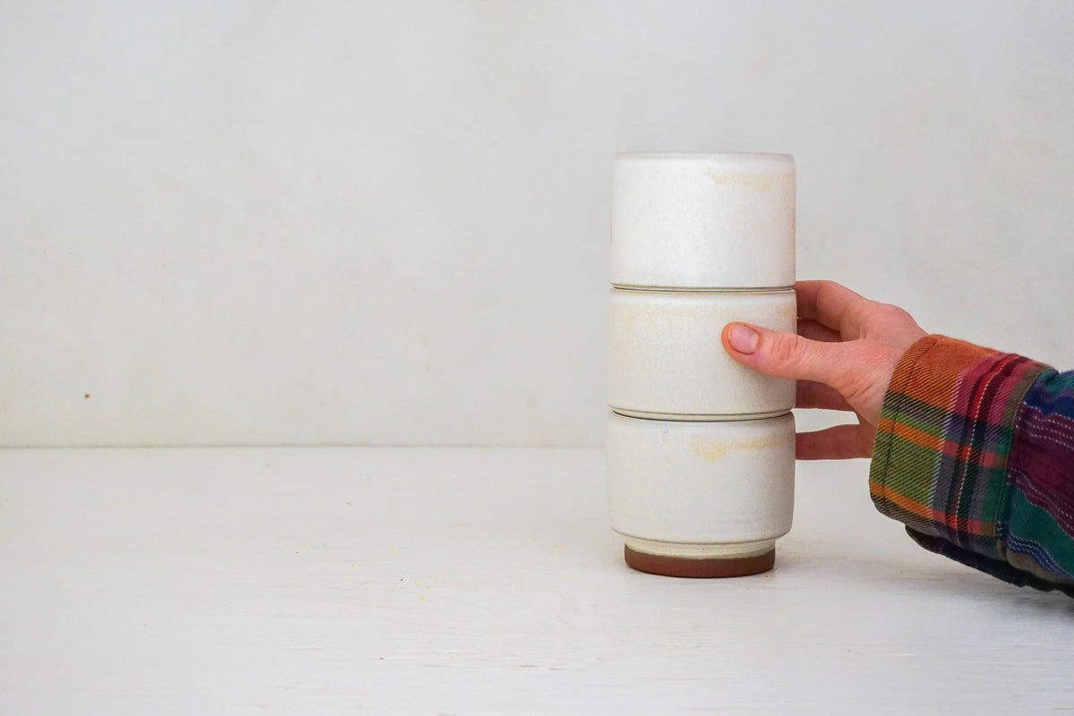 Pink Crocus Stacker cups in Bone